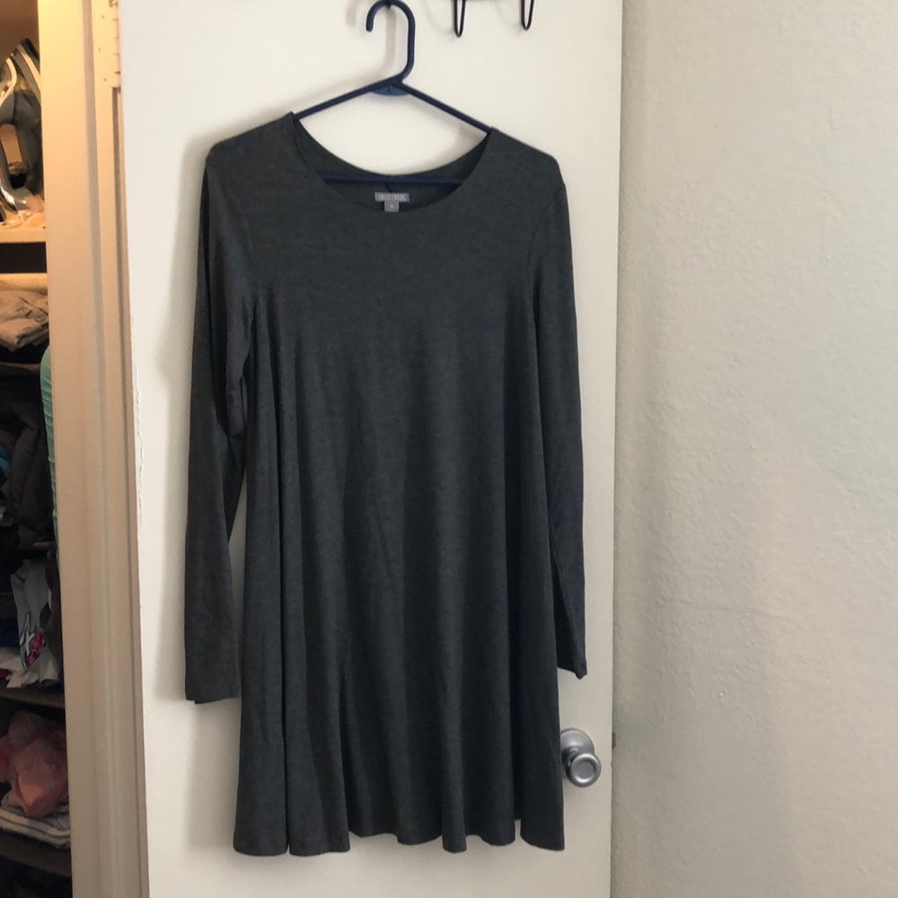 Grey Flowy Long Sleeve Dress